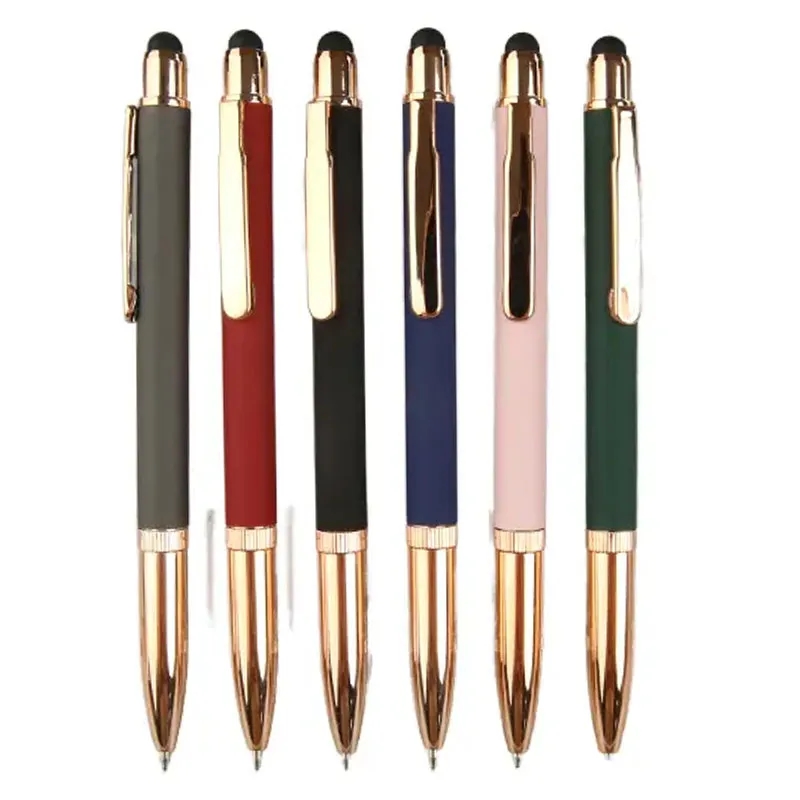 Promotional Softy Rose Gold Pen with Stylus 3