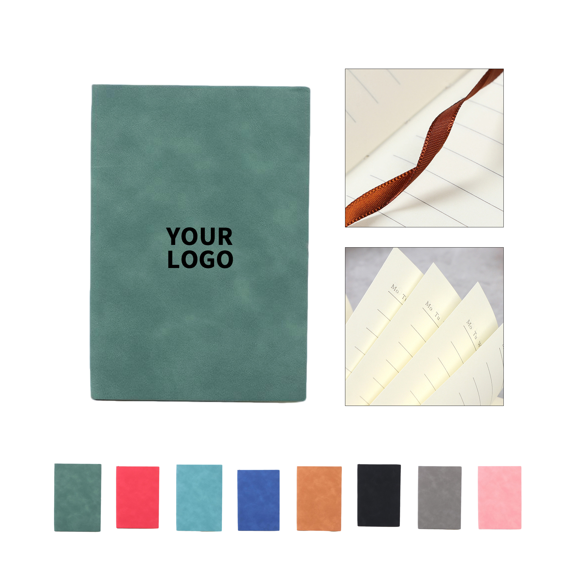 Soft Leather Notebook 8" x 6" 200 Page Lined With Ribbon Bookmark 2