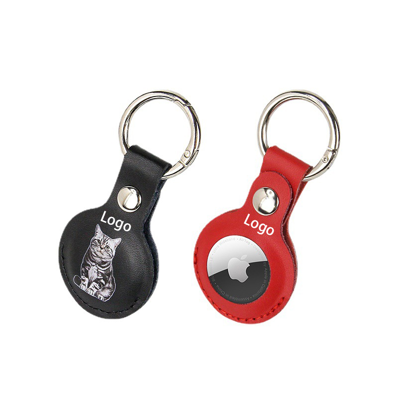 Genuine Leather AirTag Case with Key Ring 5