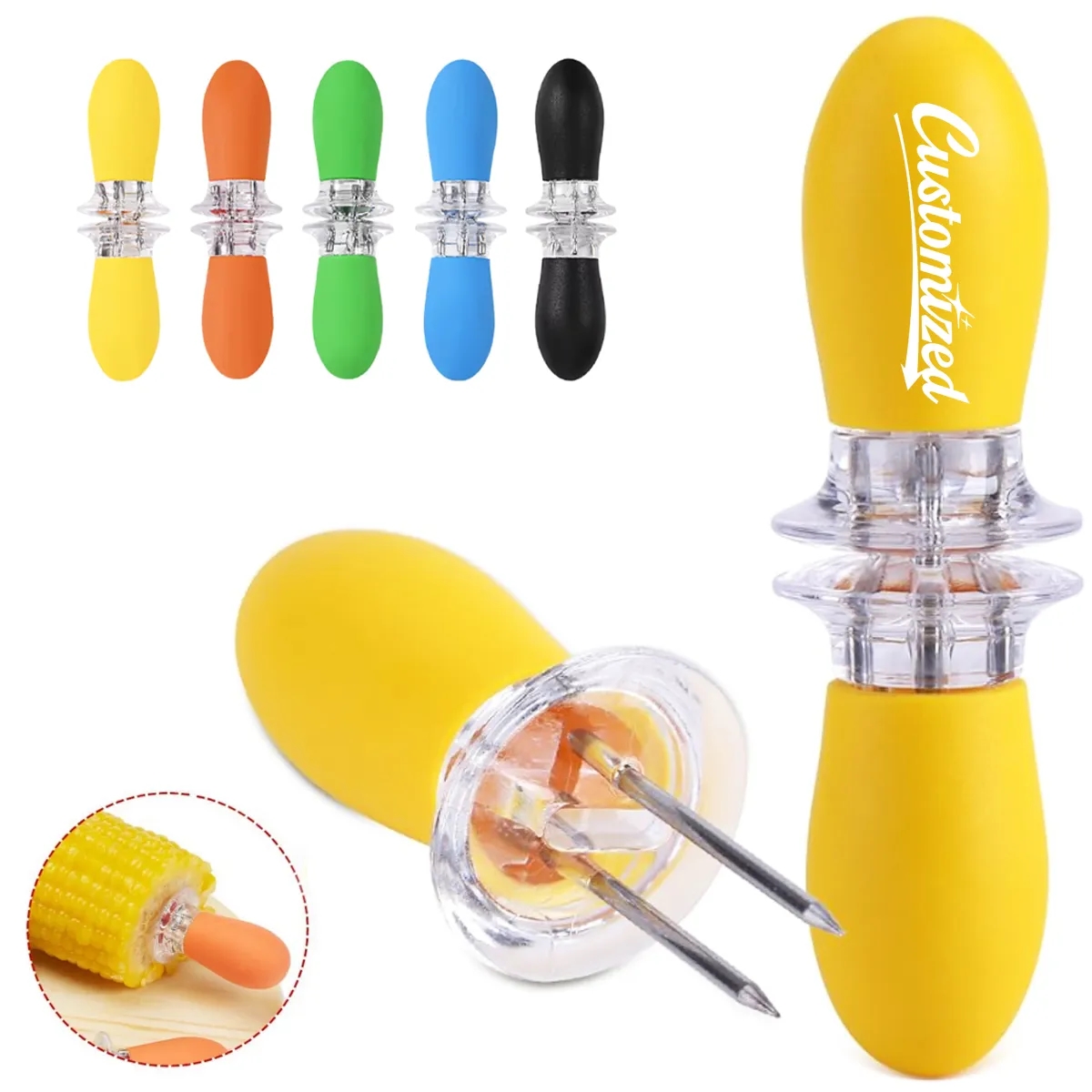 Reusable BBQ Picks Corn Cob Forks Holders Fruit Skewers 6
