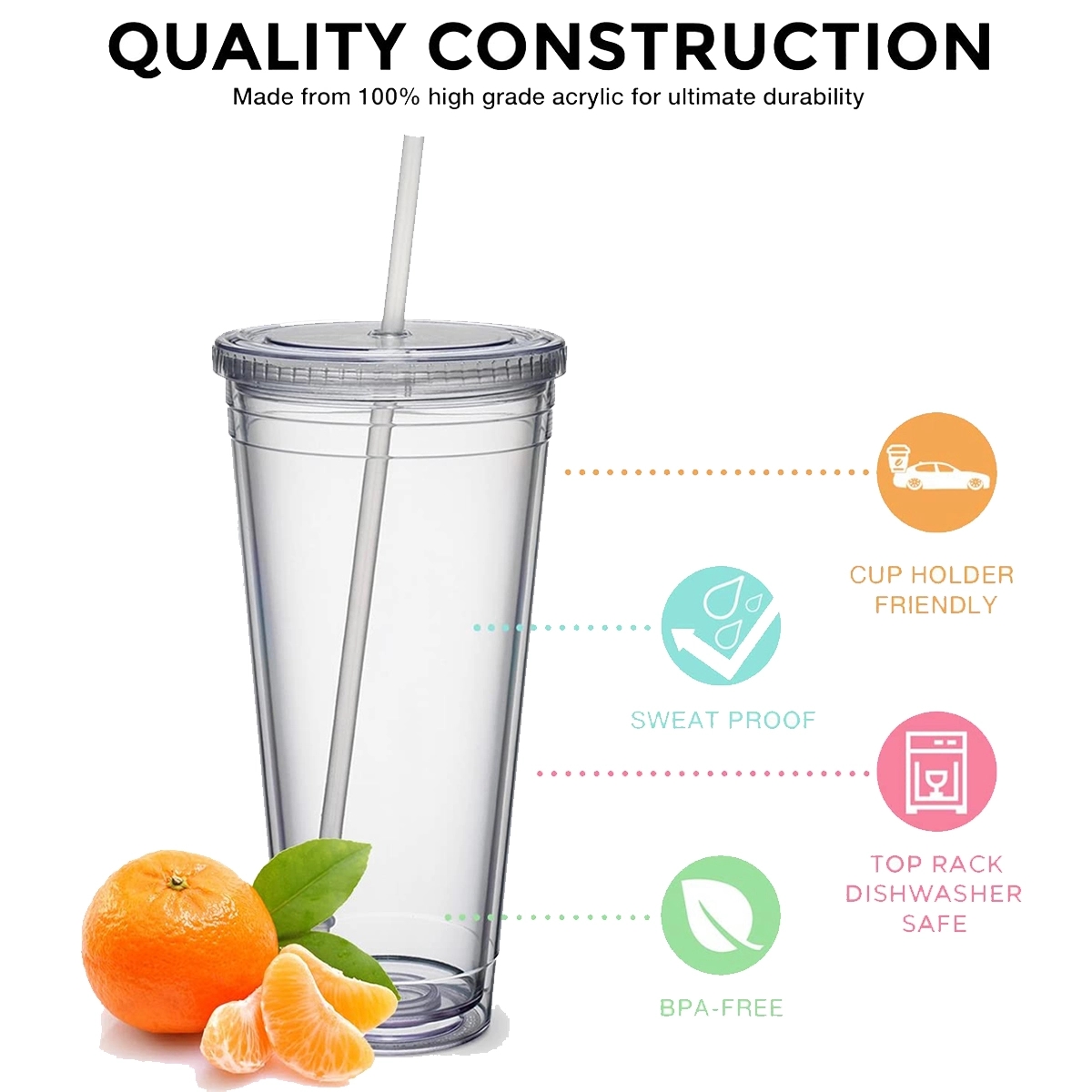 32 Oz Insulated Travel Tumblers Double Wall Acrylic 2