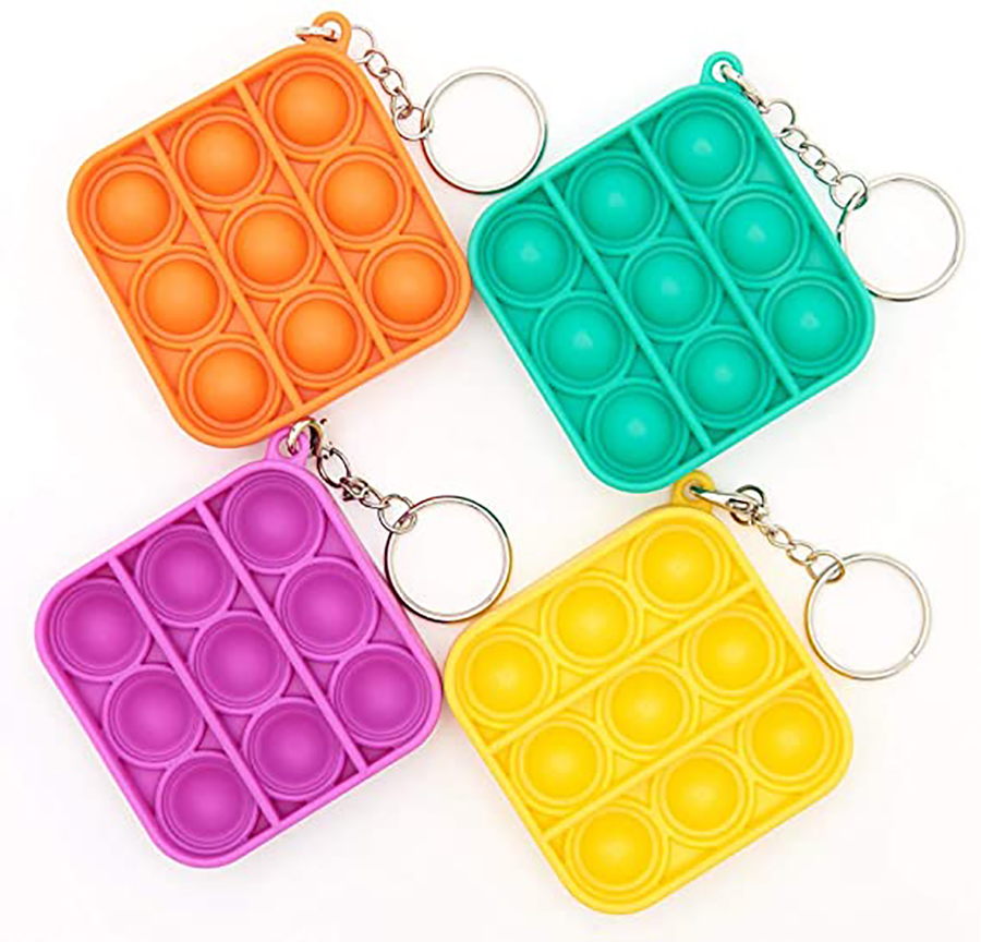 Square Shape Pure Color Push Pop Key Chain 4