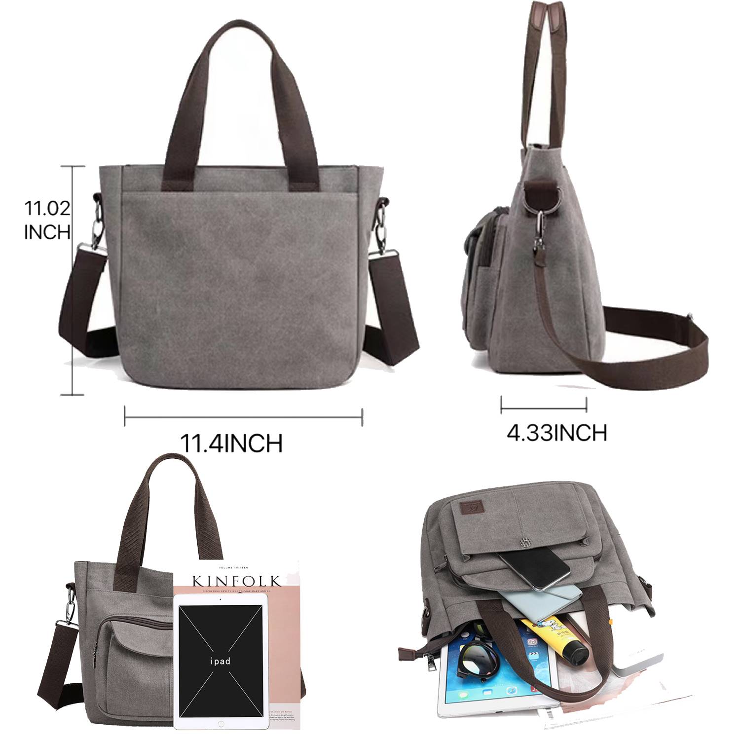 Women's Canvas Shoulder Handle Work Crossbody Bag 3