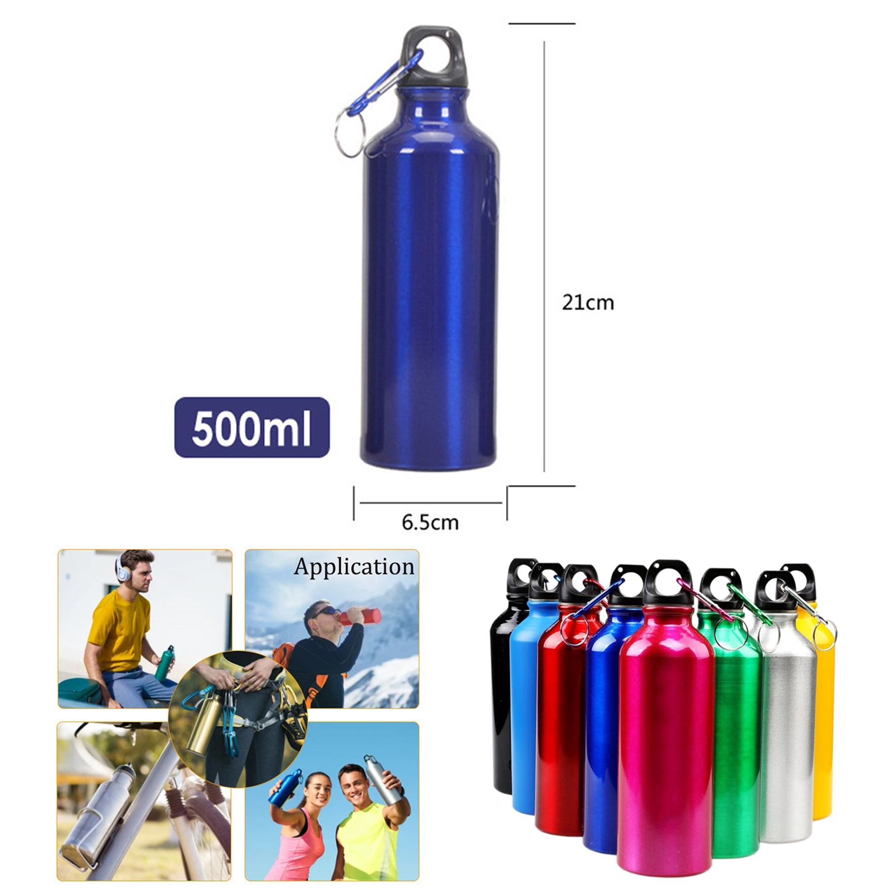 17 oz Aluminum Sports Bottle With Carabiner 2
