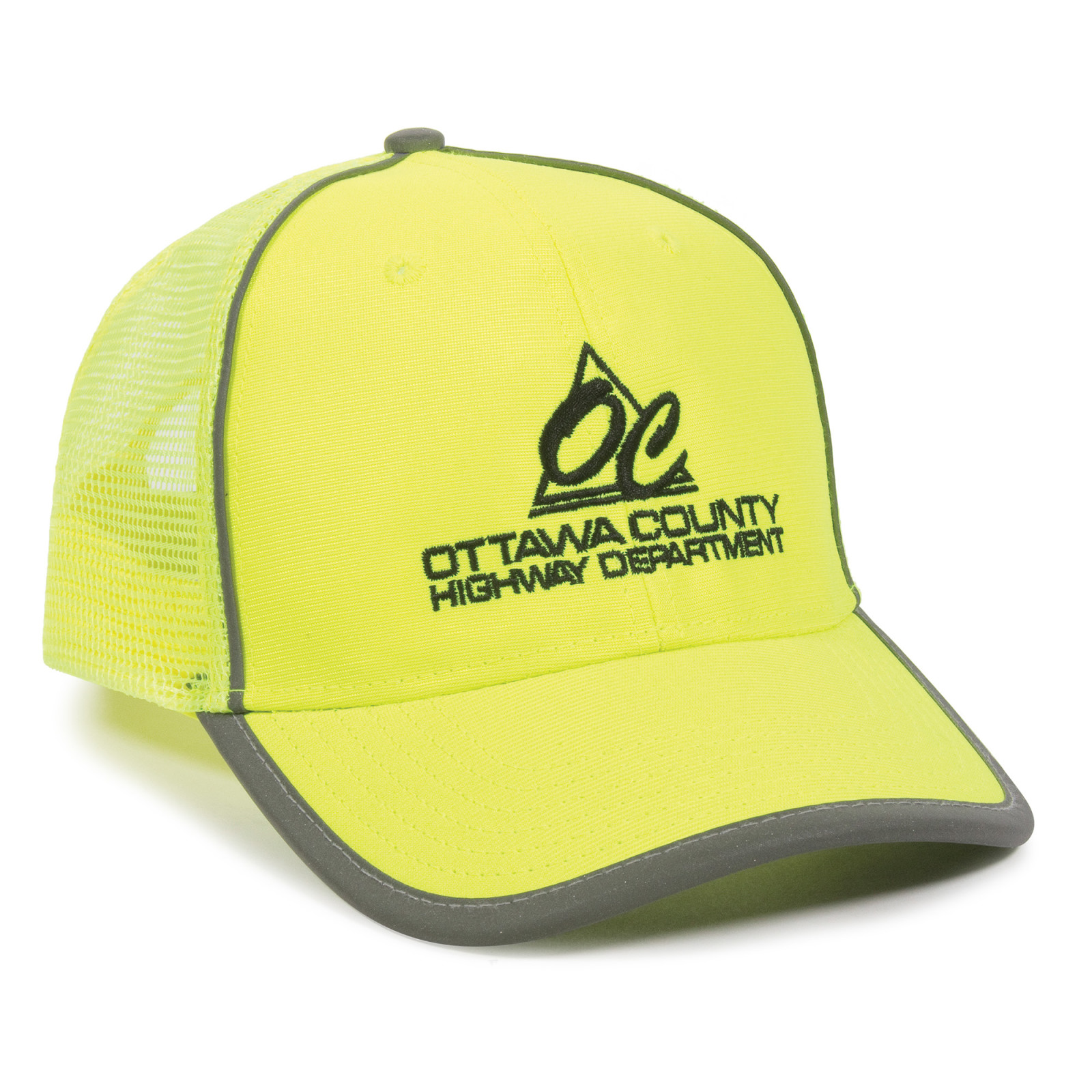 Hi-Vis Polyester w/Reflective Accents Mesh Back Cap