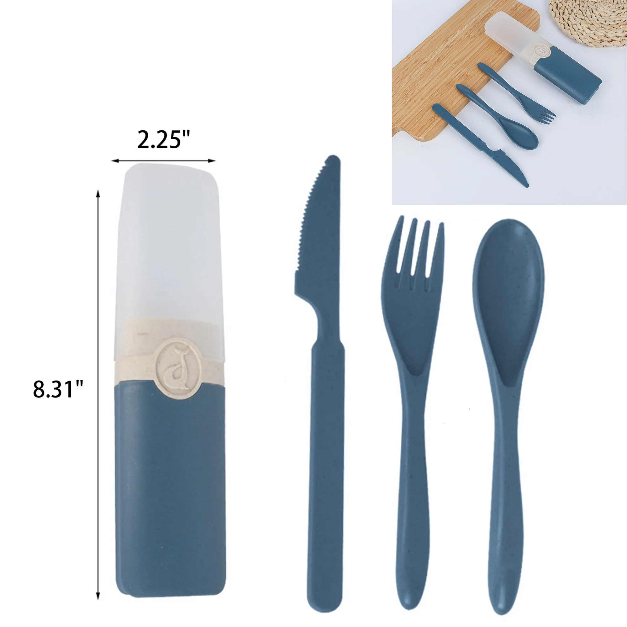 3pcs Portable Lunch Time Cutlery Set With Case 2