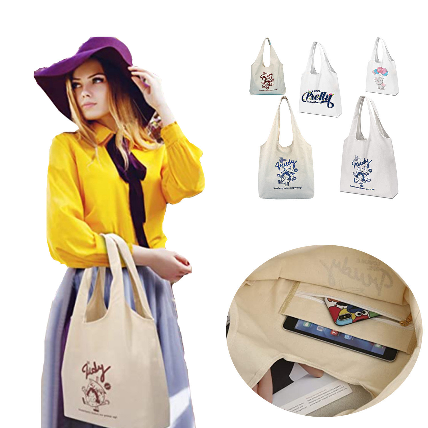 Canvas Vest Tote Bag, custom tote bag with logo imprint 6