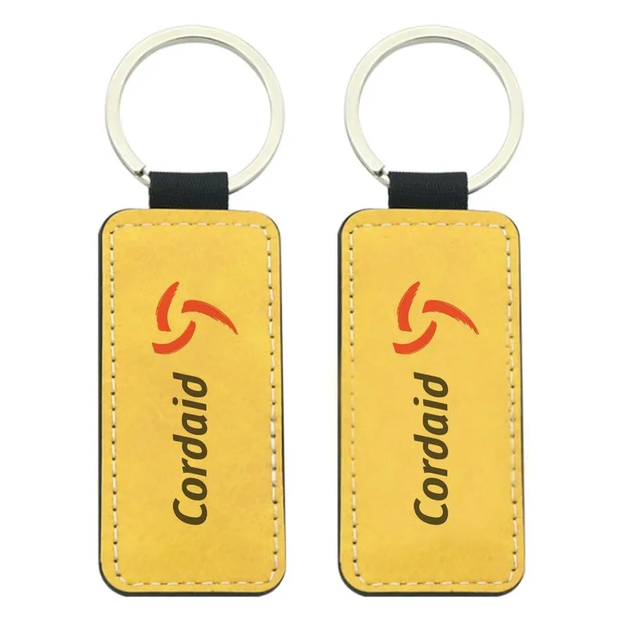 Full-Color Rectangle Leather Keychain 5