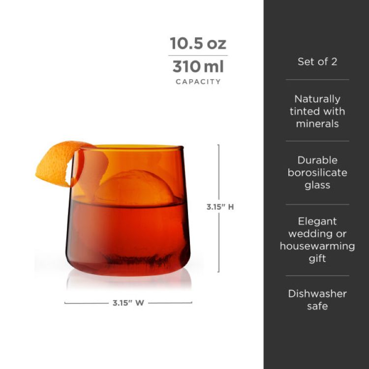 Viski® Amber Aurora Cocktail Tumbler, set of 2 8