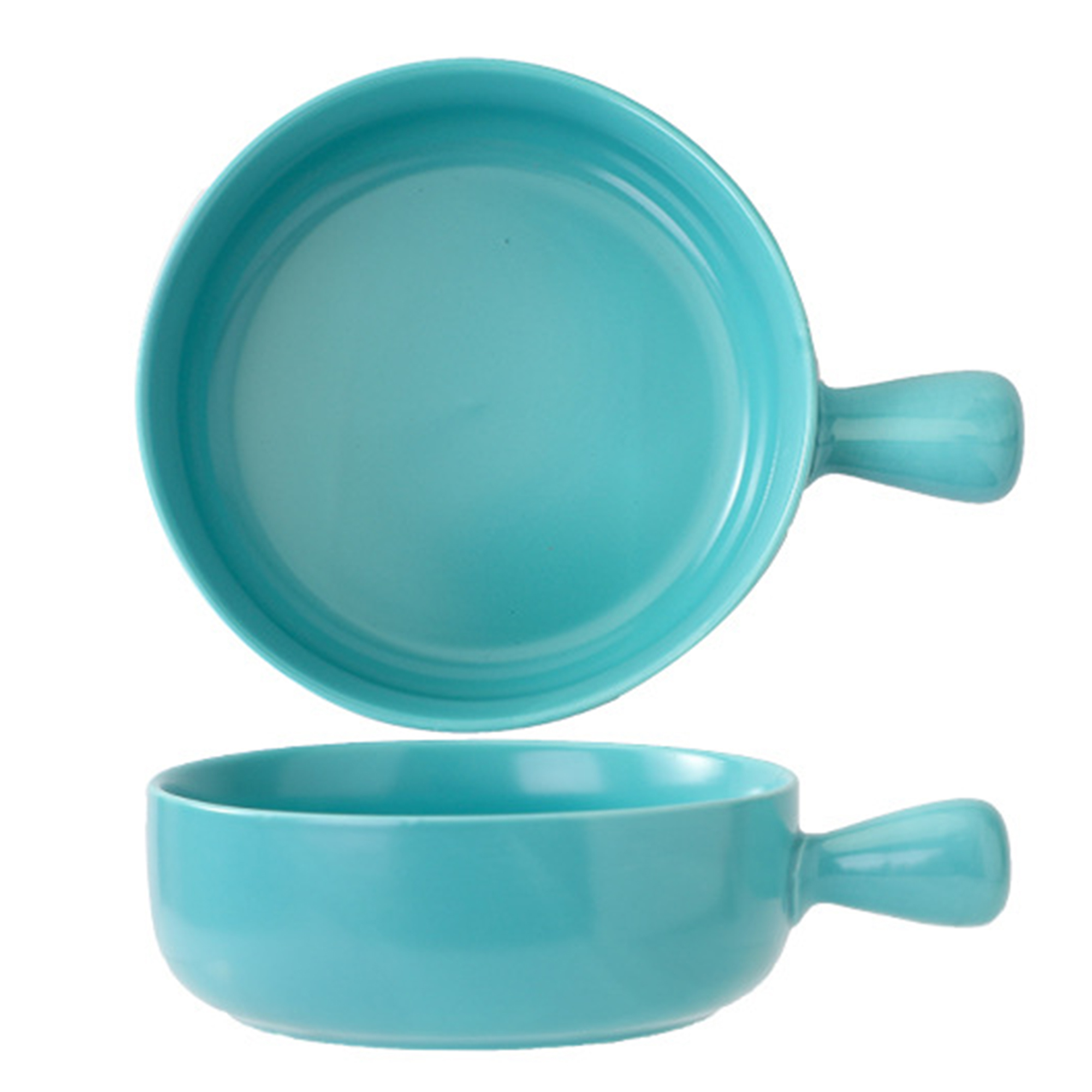 20 oz Round Ceramic Salad Bowl with Handle 13