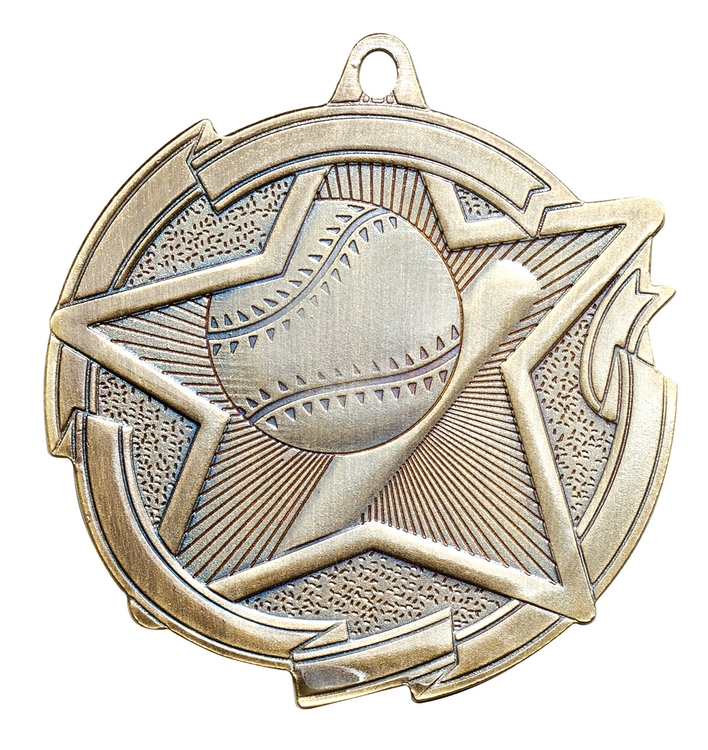 Baseball Star Medal 2-3/8" 2