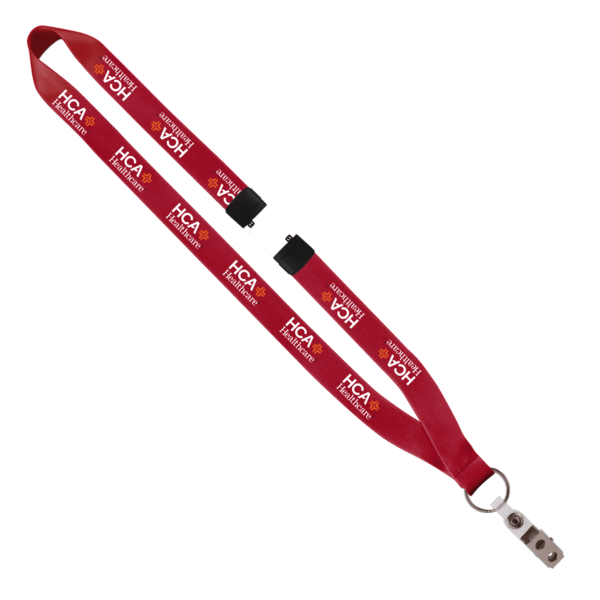 3/4" Polyester Lanyard with Sewn Silver Metal Split-Ring 173