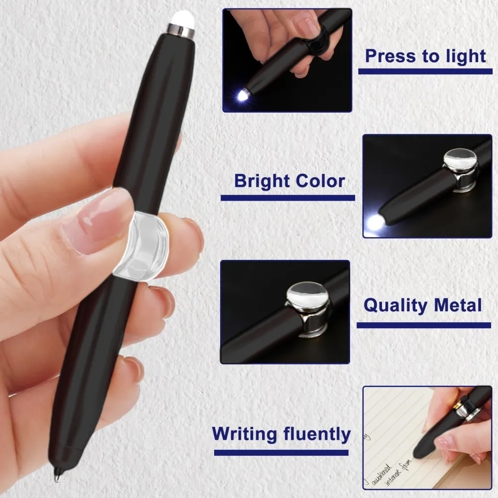 Metal Spinning Fidget Ballpoint Pen with LED Light 3