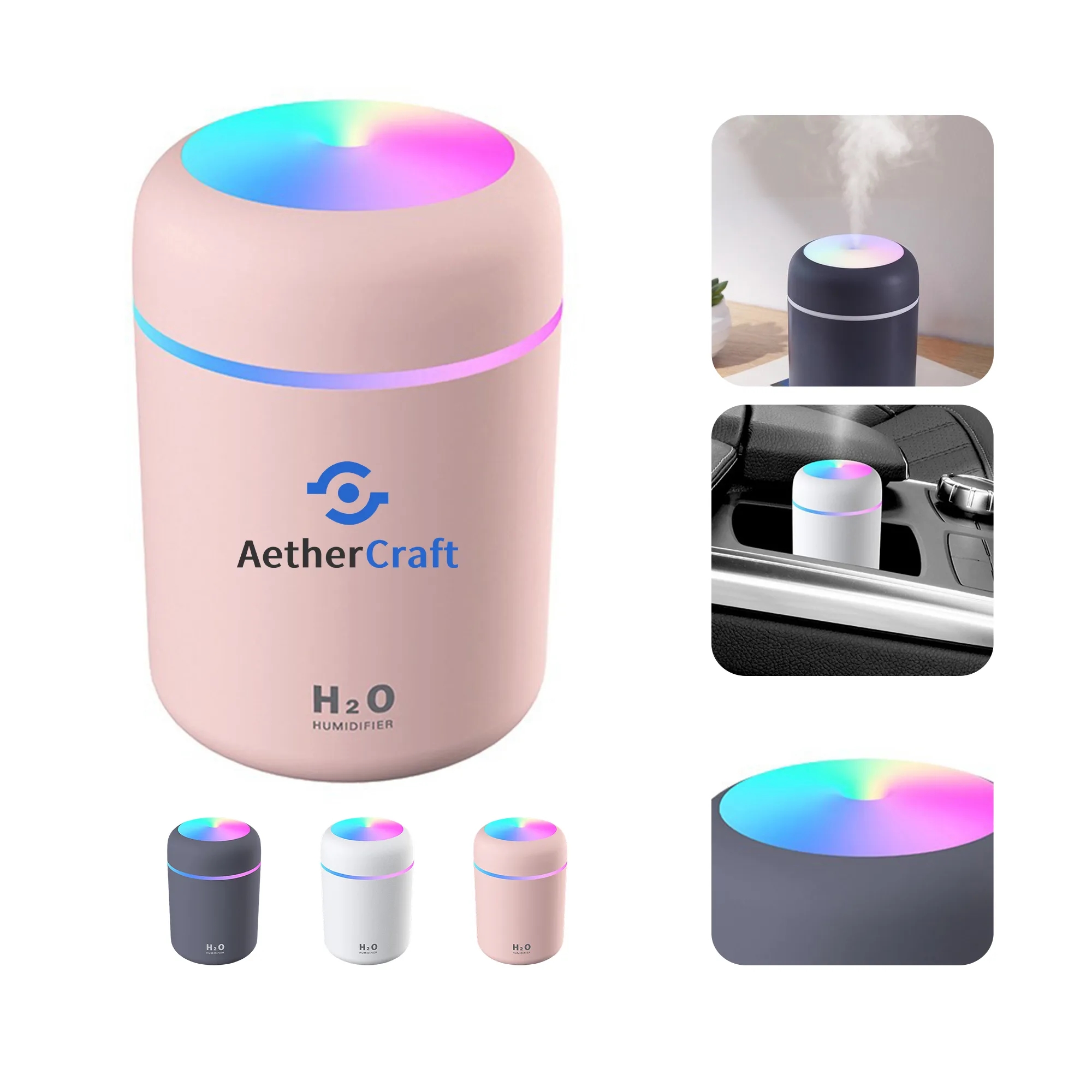 Ultrasonic Humidifier with 300ml Capacity and Two Modes 2