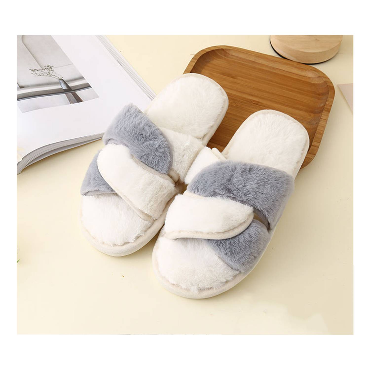 Cross Band Fuzzy Slippers 5