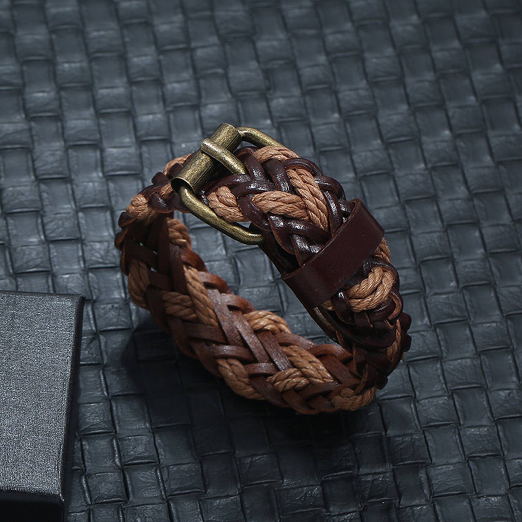 PU Simple personality street photography men's bracelet 3