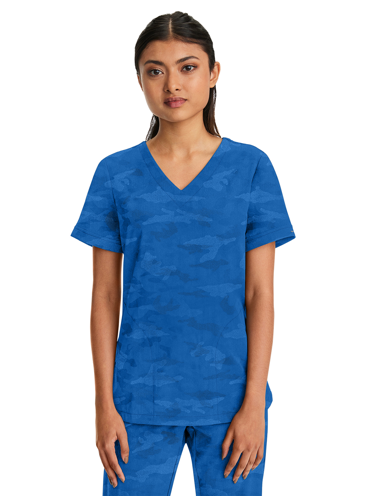 Healing Hands - HH PL Jacquard - Women's 2-Pocket Joy Camo V-Neck Top 14