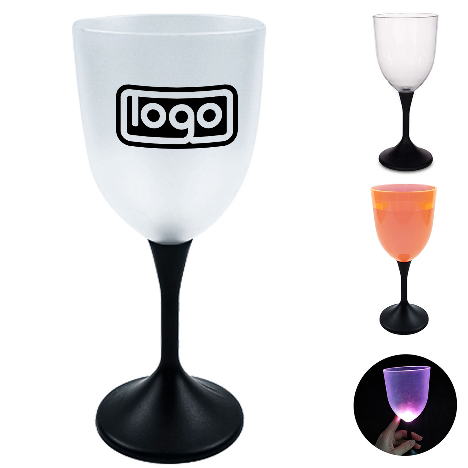 10oz Frosted LED Light UP Plastic Wine Glass 3