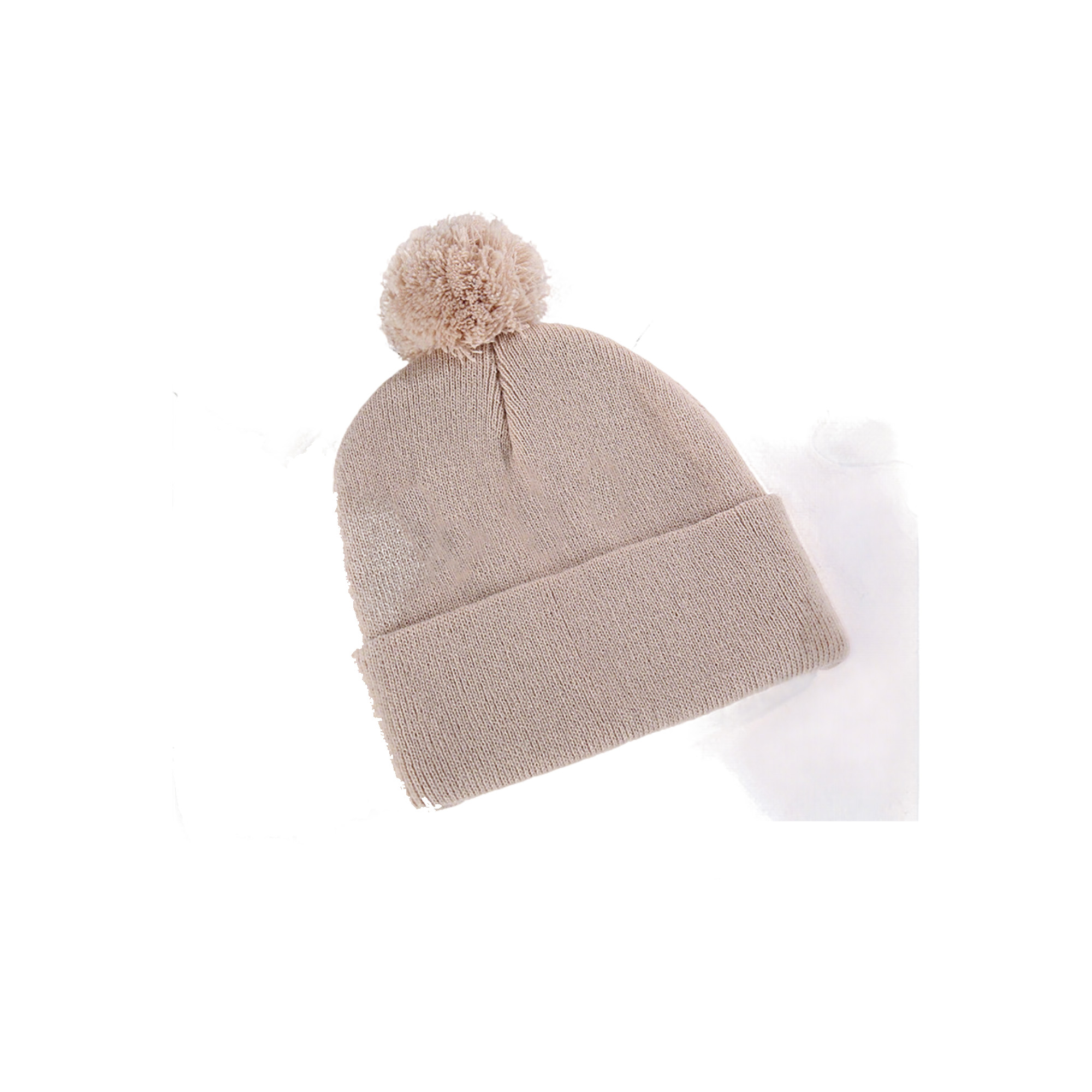 Acrylic Knit Cuff Beanie With Pom 9.1 x 7.5" 7