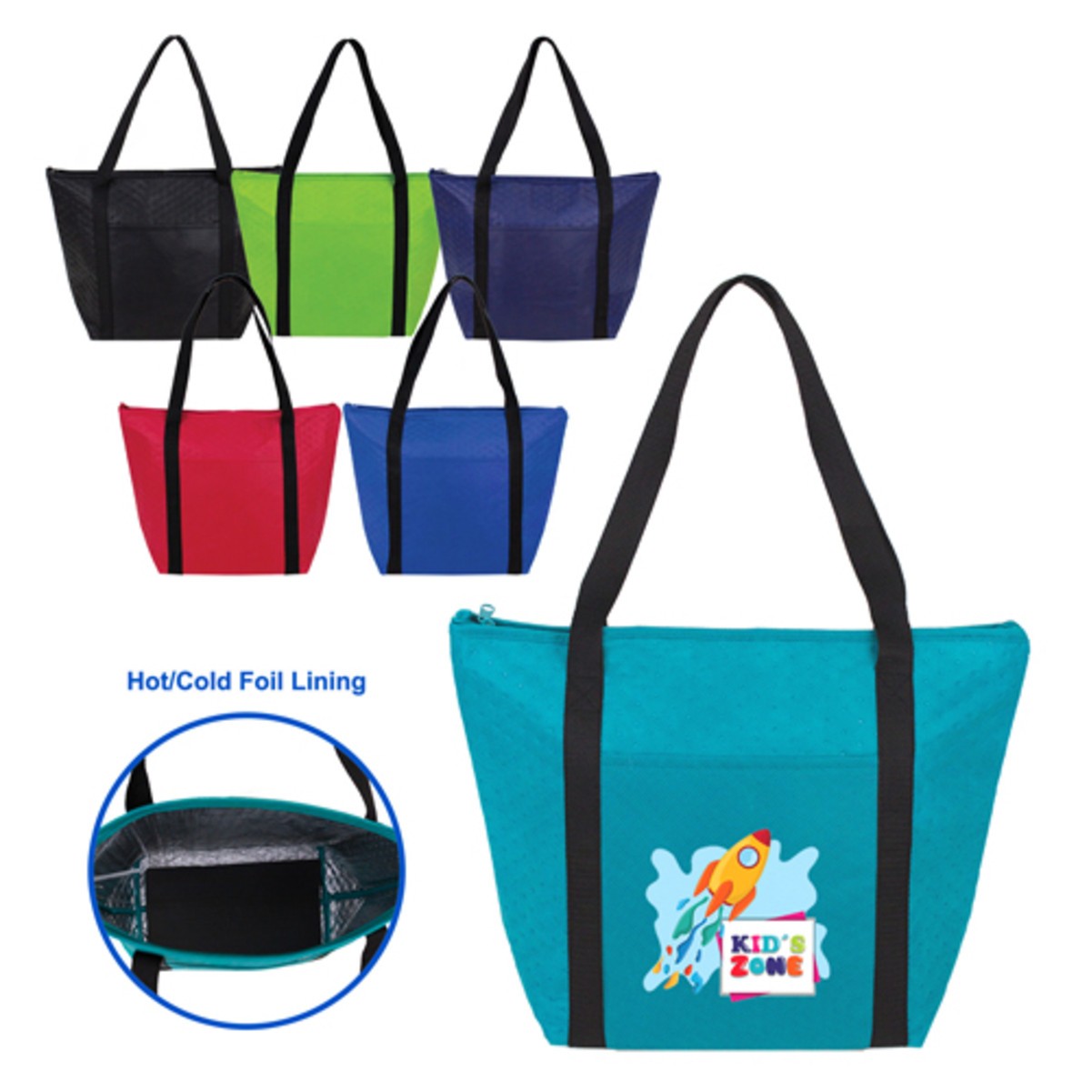 Custom Insulated Zippered Cooler Tote Bag With Front Pocket 5