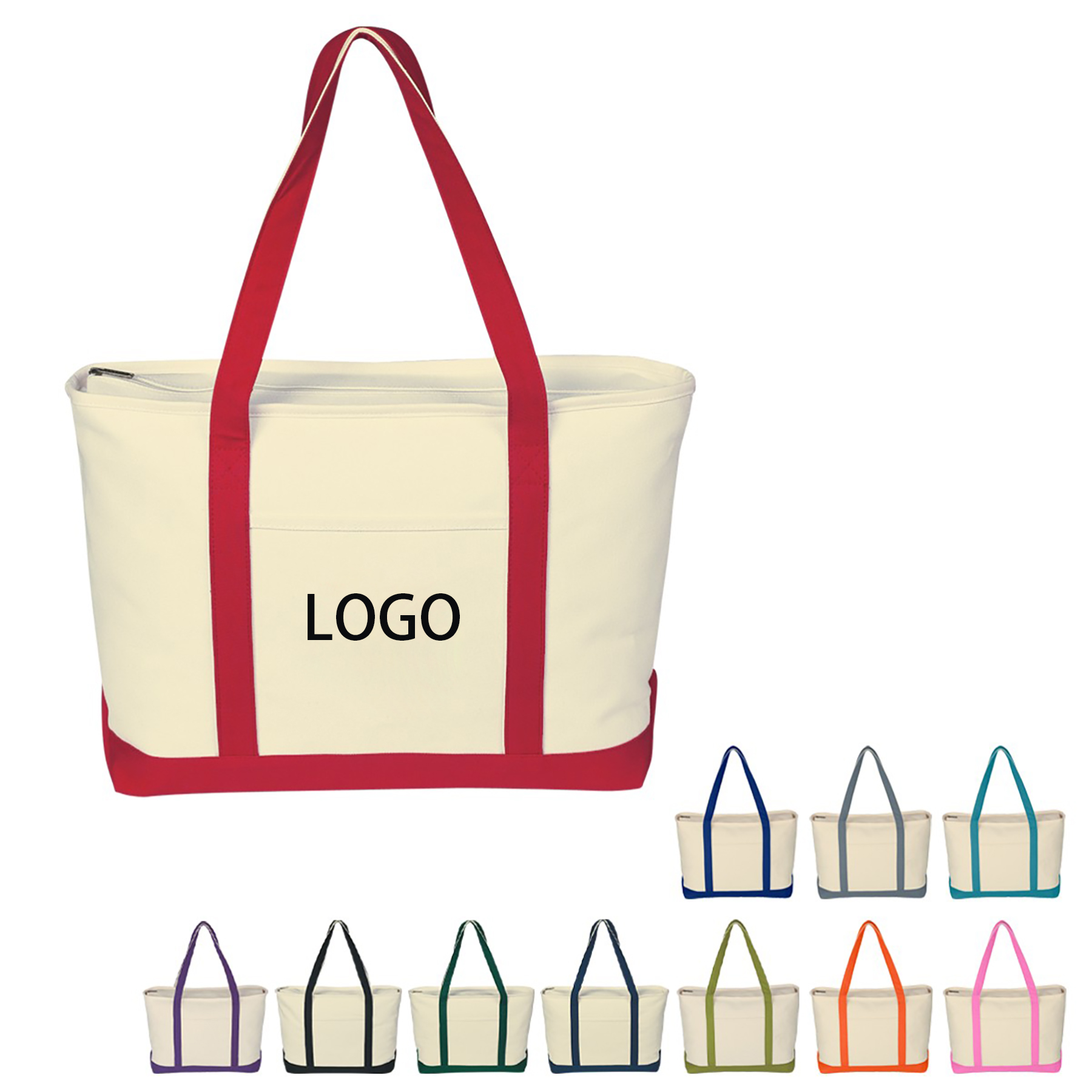 Canvas Tote Bag with an External Pocket, custom tote bag with logo imprint 3