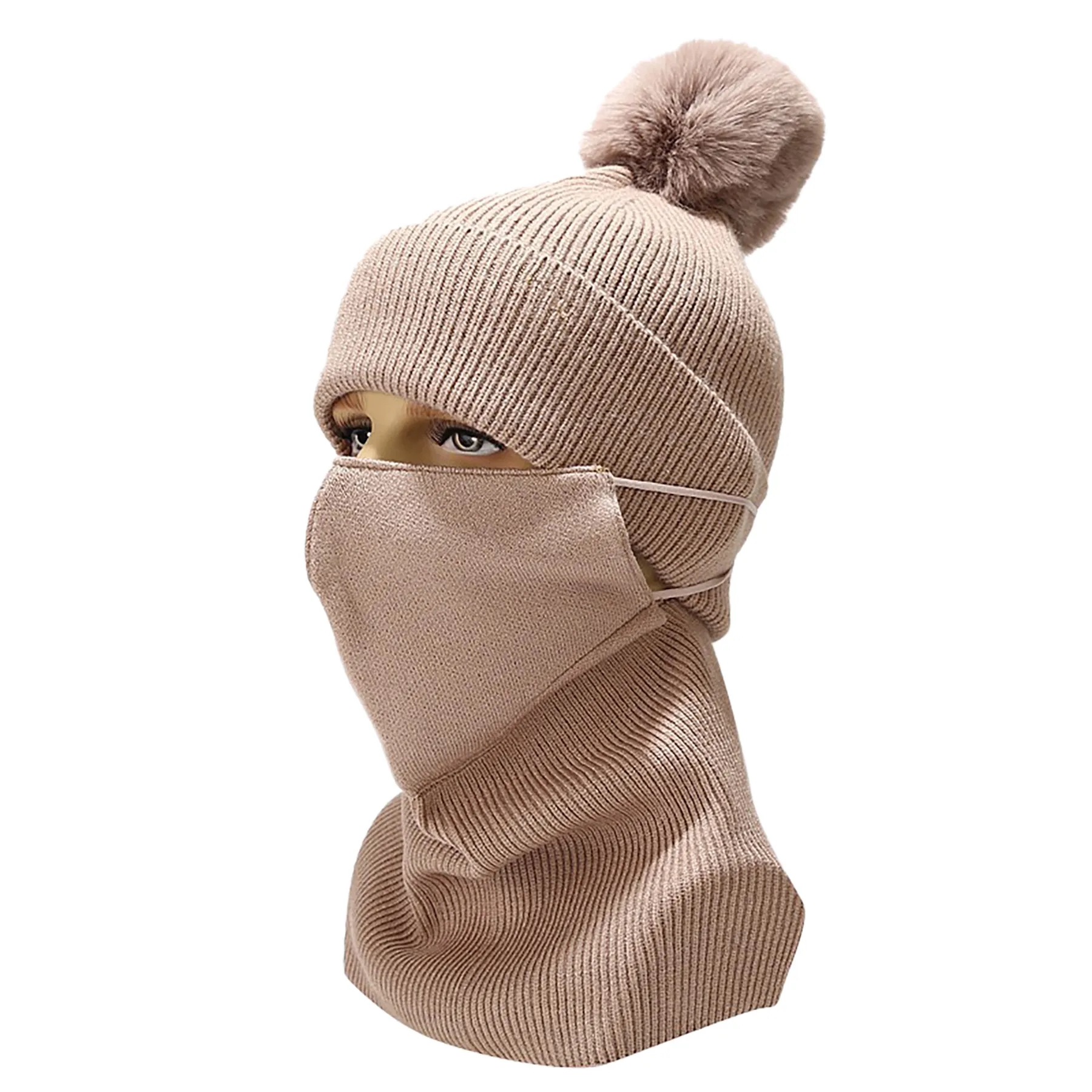 Polyester Knitted Hat, Neck Mask Set 6