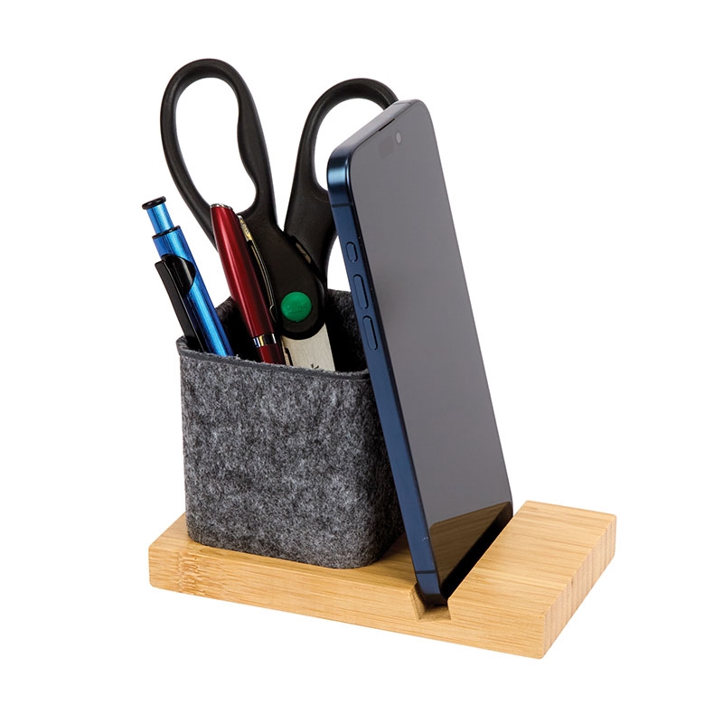 Renton Recycled Felt and Bamboo Pen/Device/Card Holder 8
