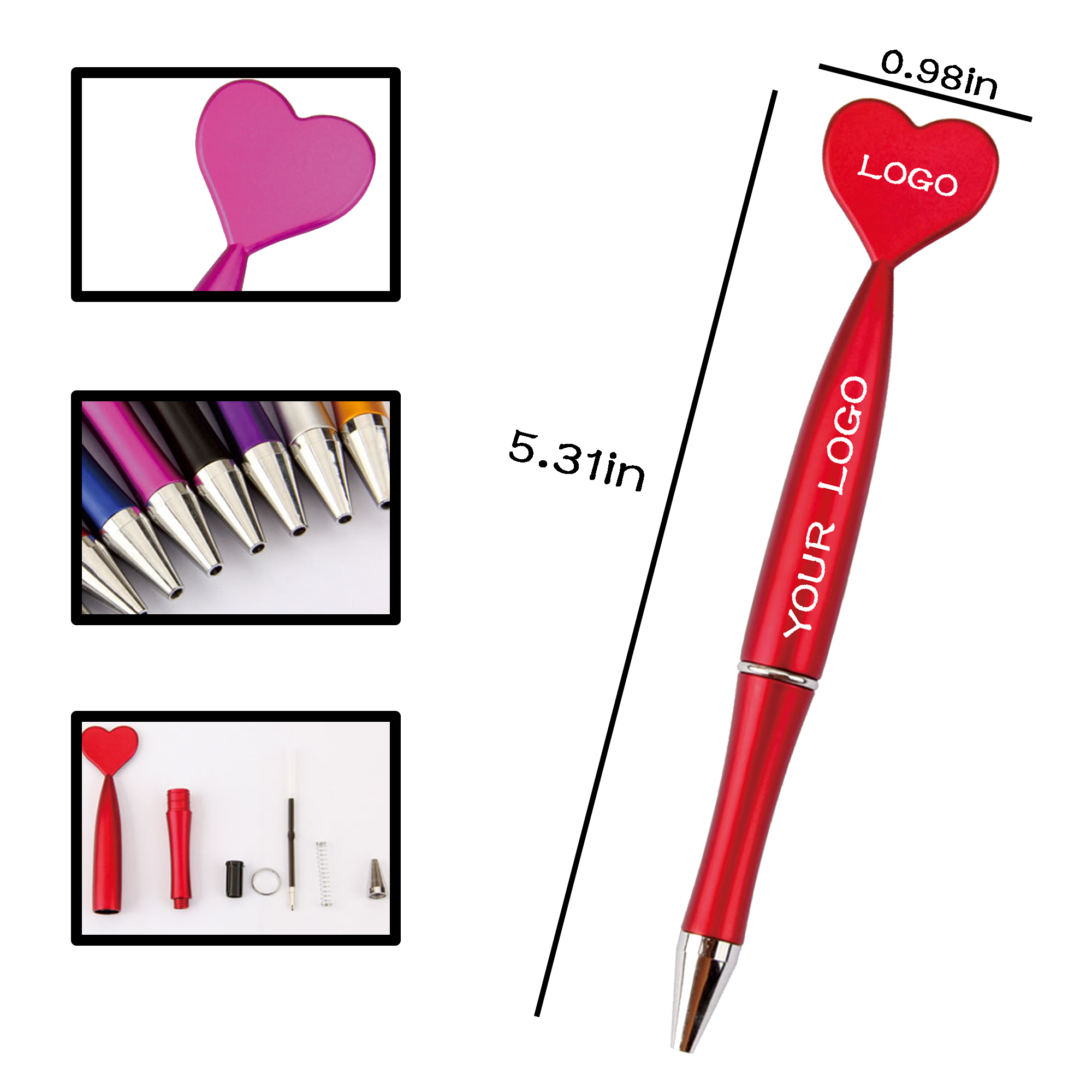 MOQ 20 PCS Custom Heart Pen 2