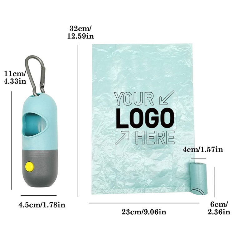 Dog Poop Waste Bags Holder with LED Flashlight 3