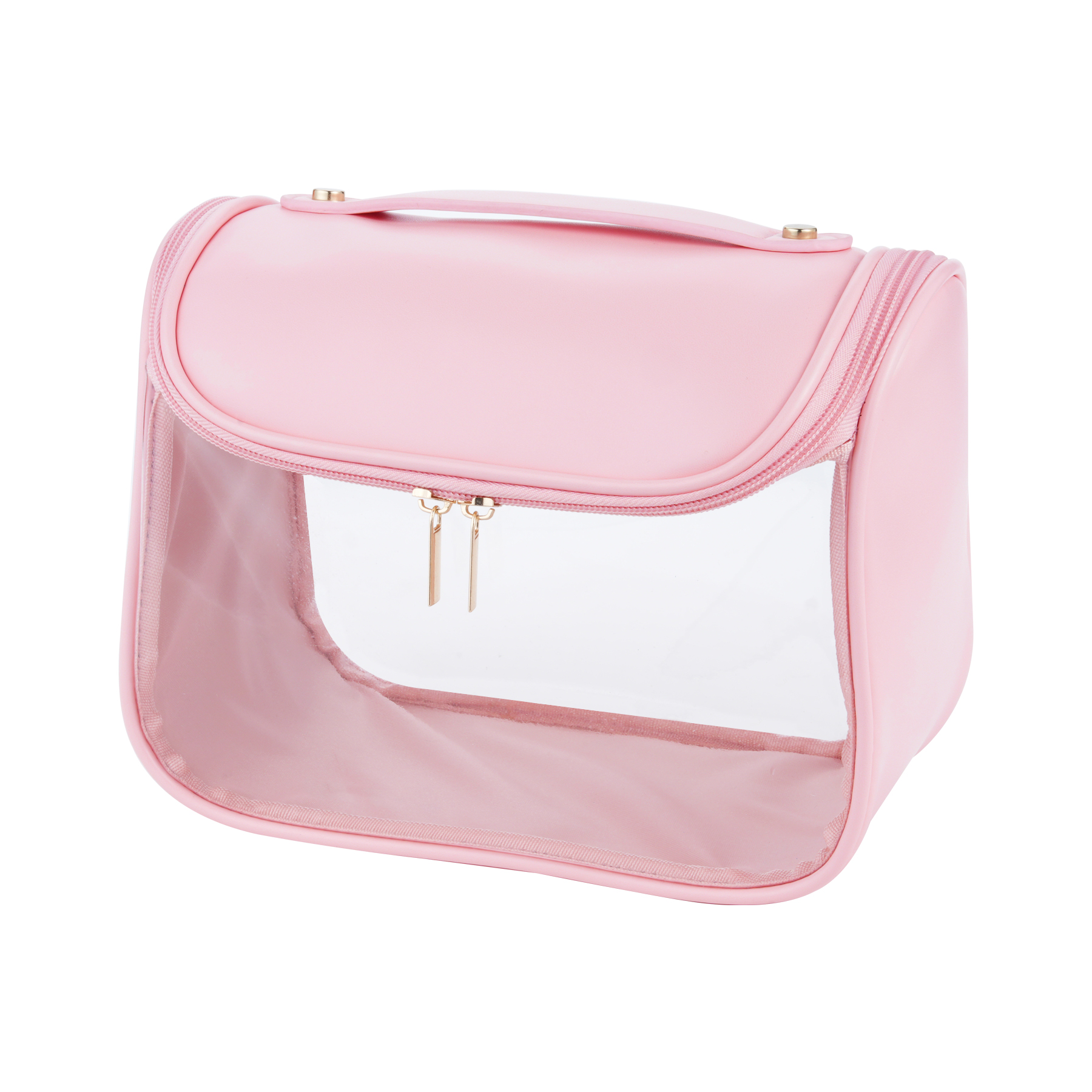 Hanging PU Leather Toiletry Bag with Clear PVC Window 14