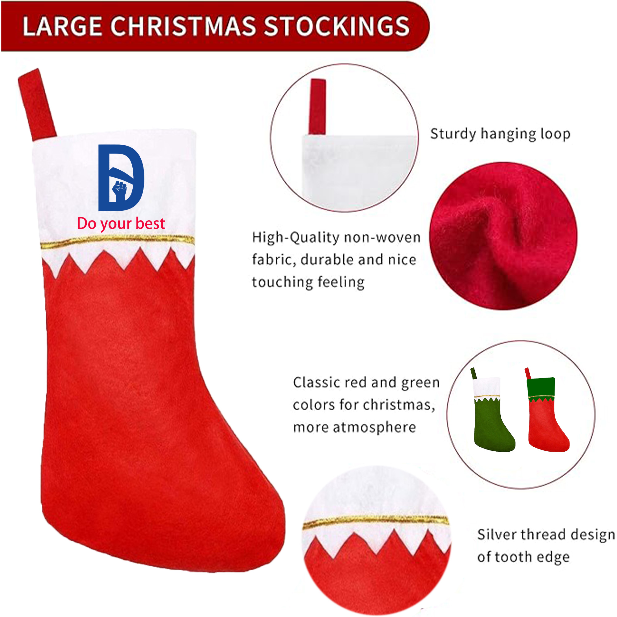 Rustic Christmas Stockings for Holiday Home Decoration 2