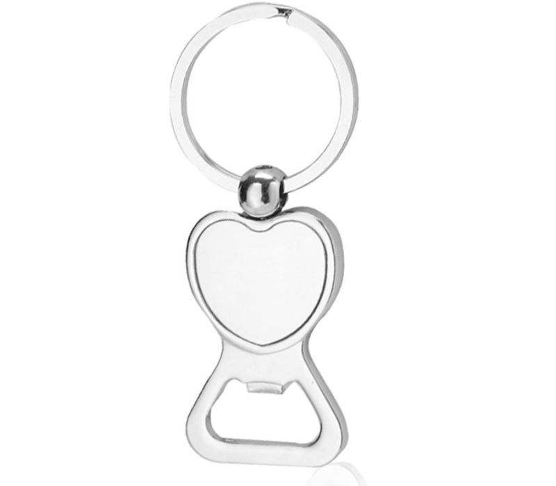Metal Heart Shaped Bottle Opener Keychain 2