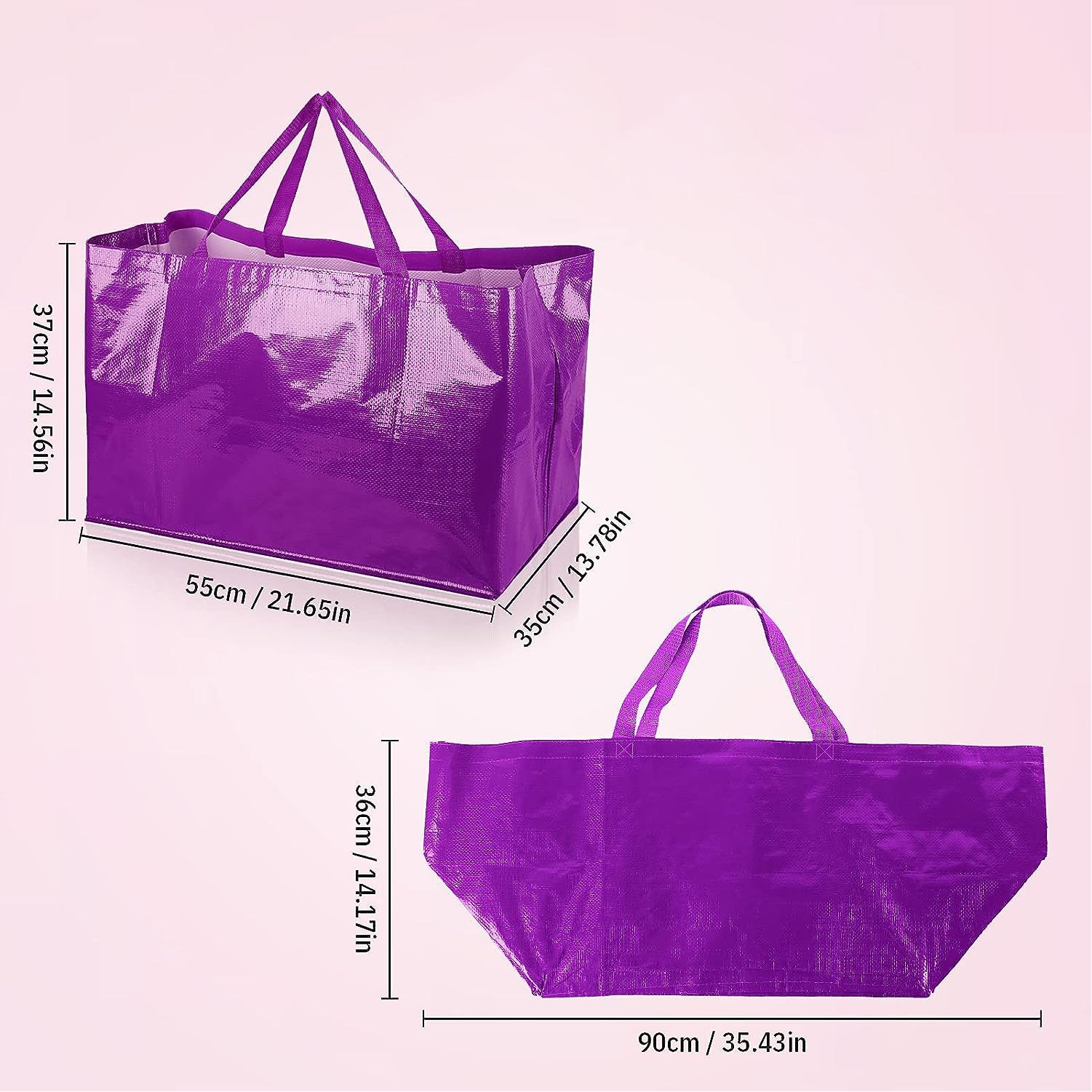 Extra Large Reusable Shopping Grocery Bags with Handles Colorful Woven Plastic Waterproof Tote Bags 3
