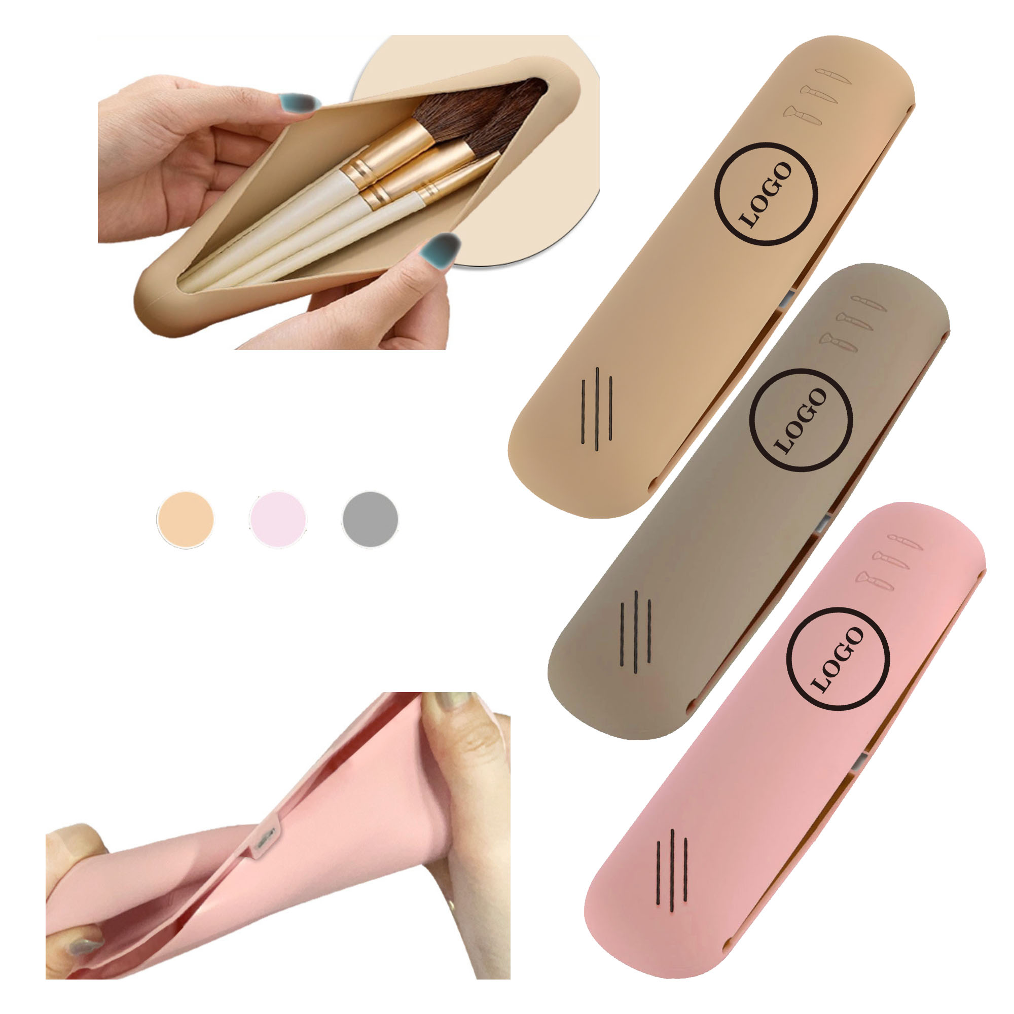 MOQ50 Silicone Portable Makeup Brush Storage Bag 2