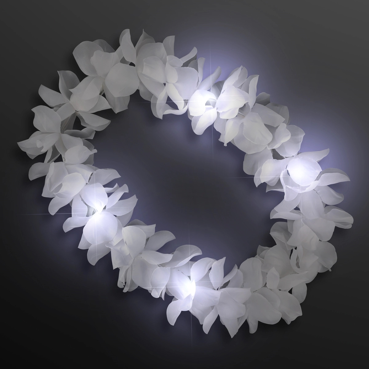 White Hawaiian Flower Light Up Lei 2
