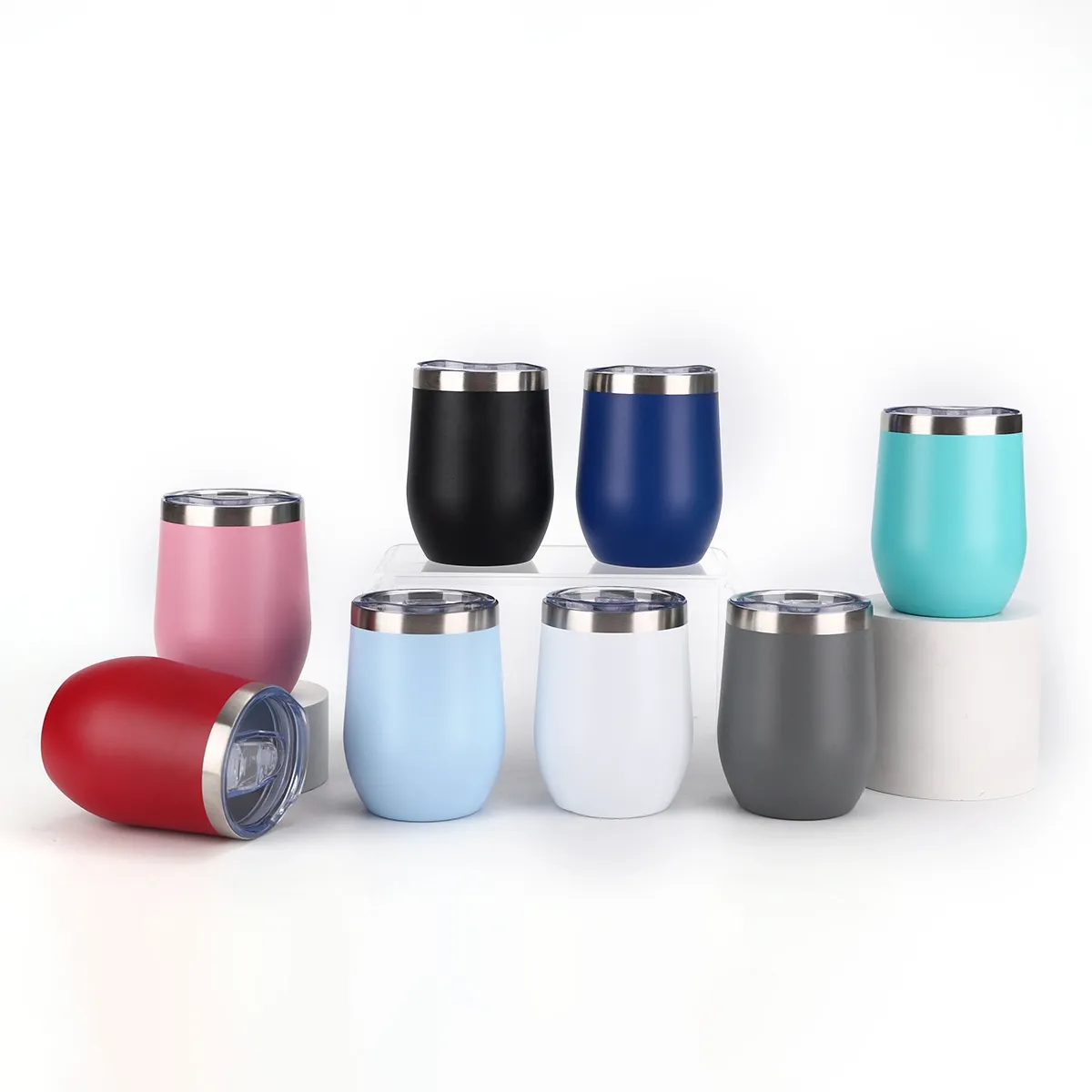 Stemless Double Wall Stainless Steel  Wine Tumbler with lid 4