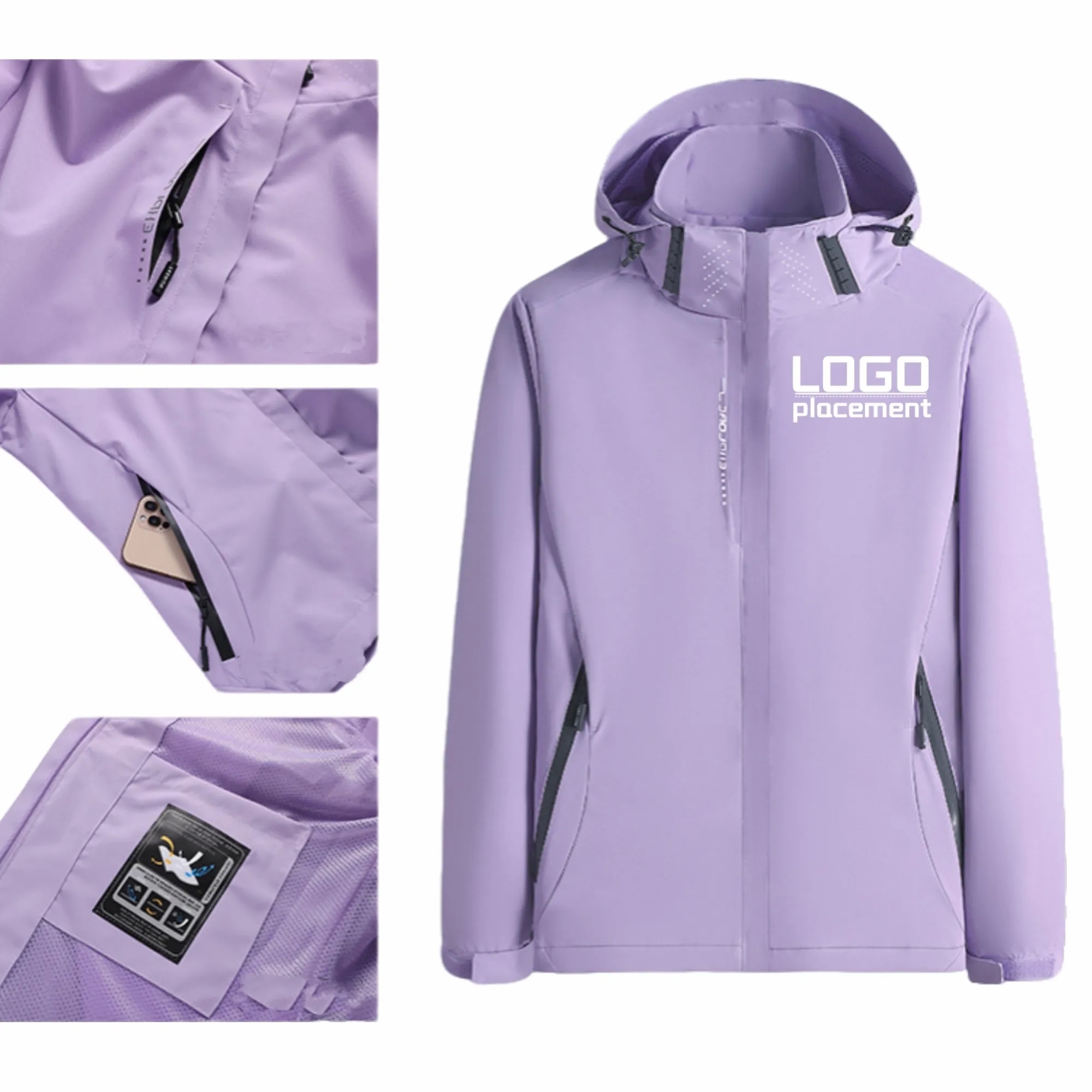 Unisex Outdoor Hooded Single - Layer 3 - Proof Hiking Jacket