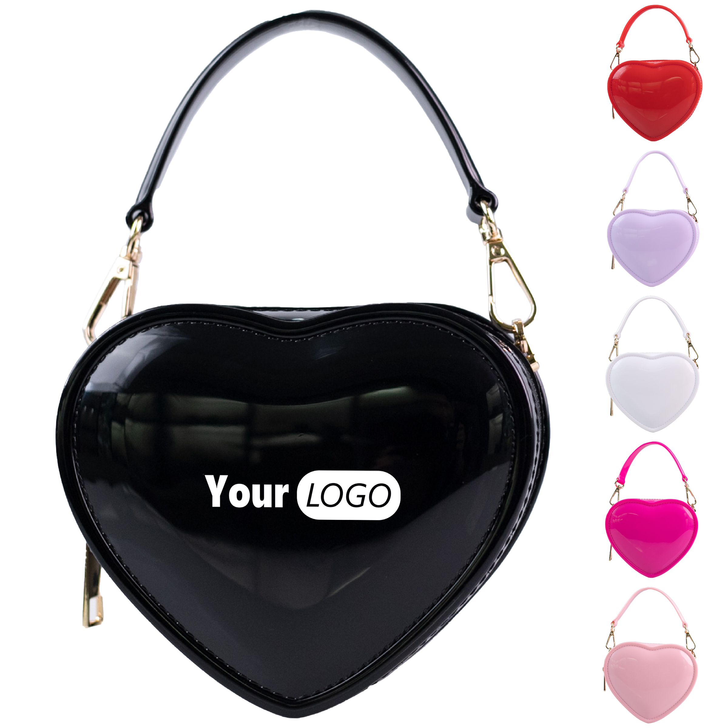 Pvc Mini Heart-Shaped Diagonal Cross Handbag 3
