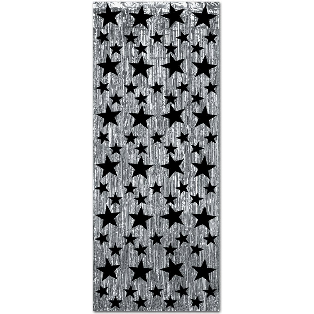 Decorative Curtains - Silver & Black 8' x 3' 1
