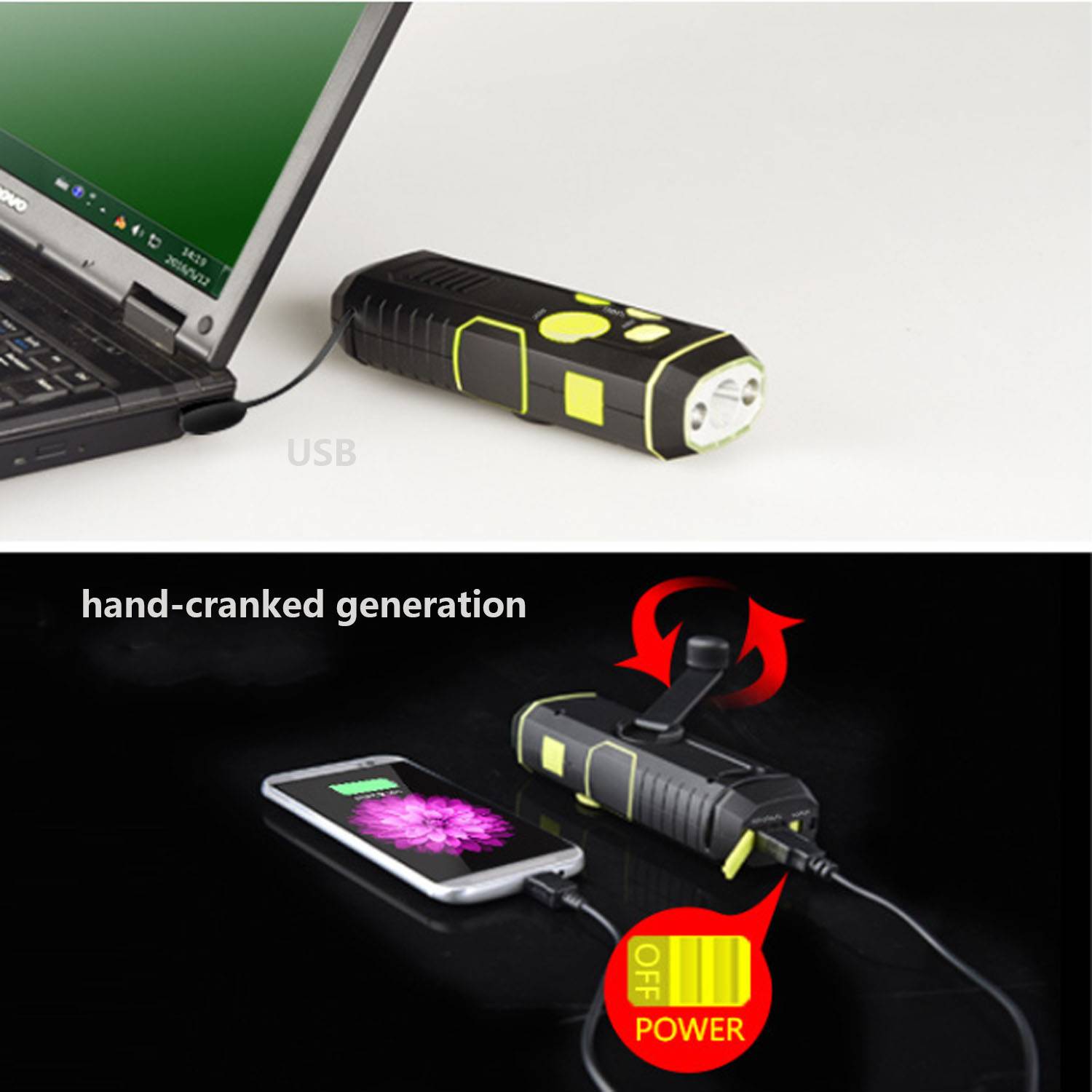Multifunctional Flashlight Hand Crank Charging Radio 7