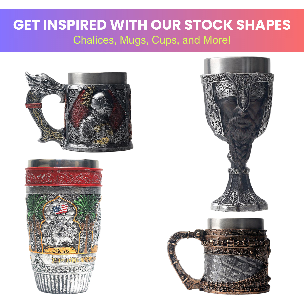 EpicMug Customizable Resin Molded Exterior Mug - Stainless Steel 450ML 34