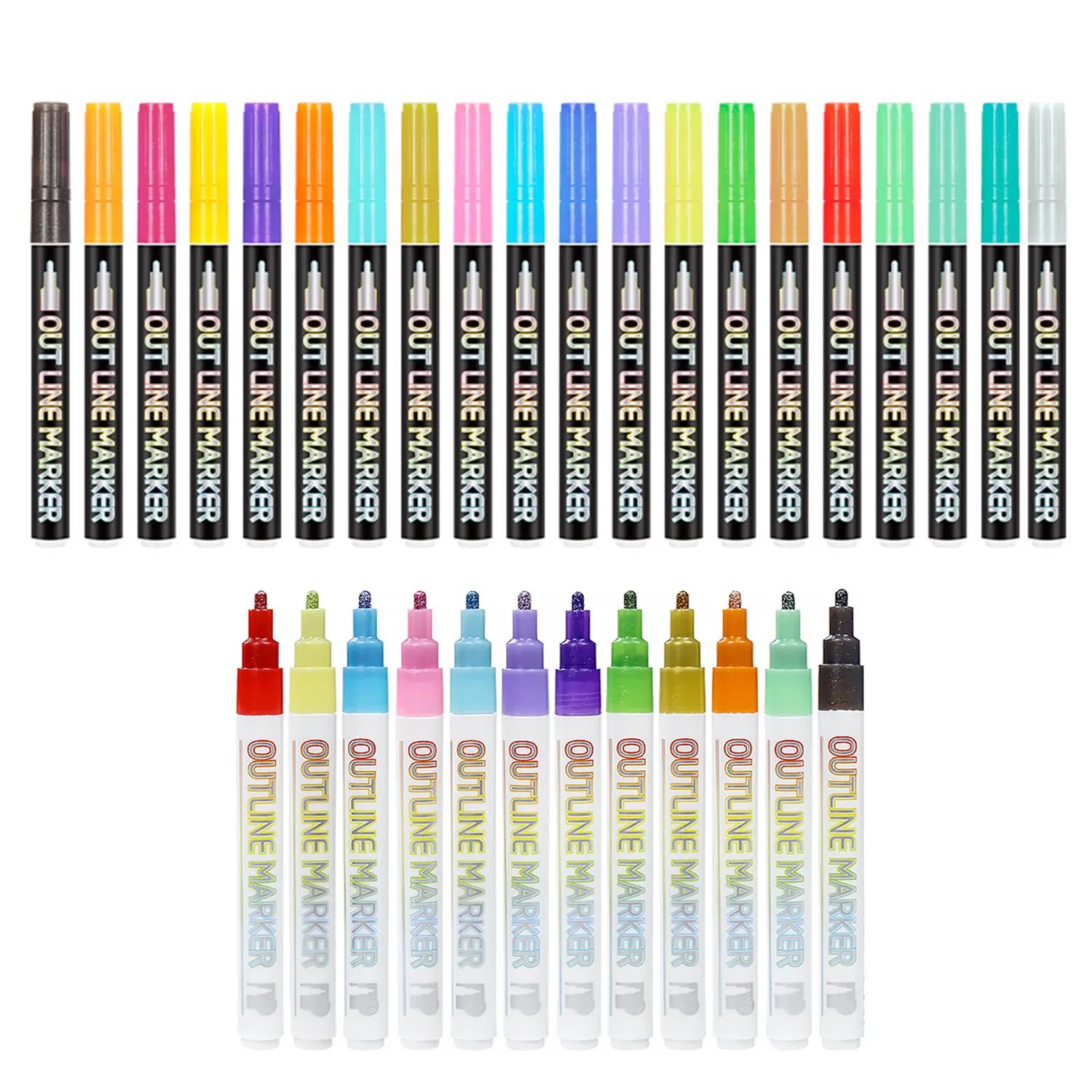 12 Colors Double Line Metallic Markers 4