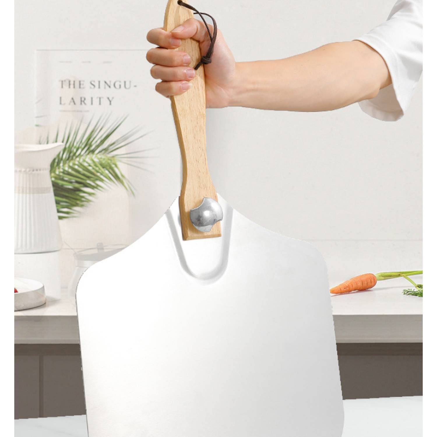 Aluminum Alloy Pizza Peel w/ Foldable Wooden Handle 4