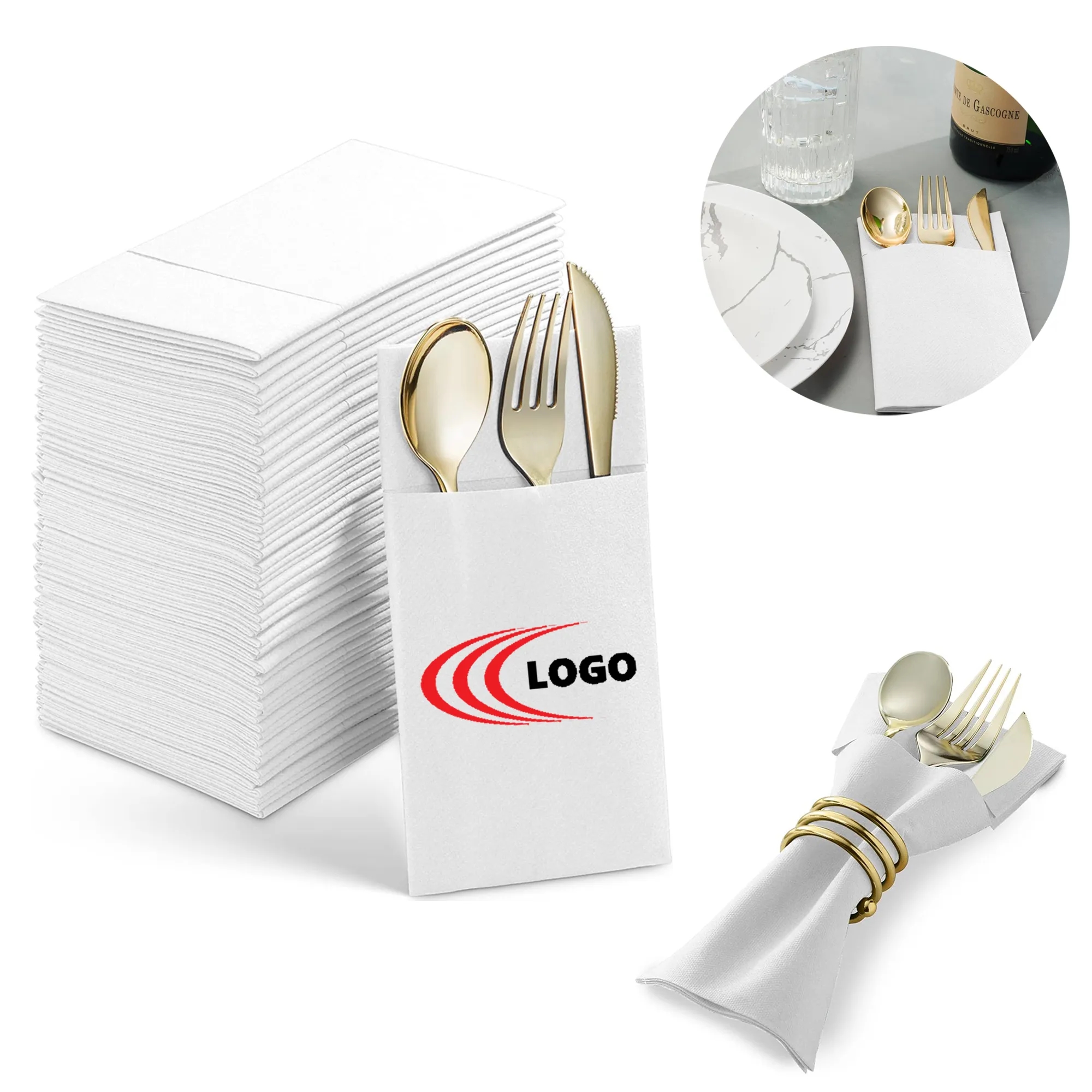 Pack of 50 Disposable Dinner Napkins Cloth Like 2