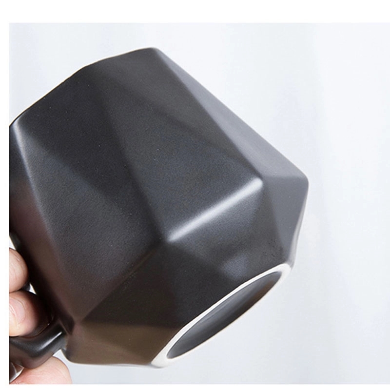 Custom Diamond-shaped ceramic cup with lid spoon 9