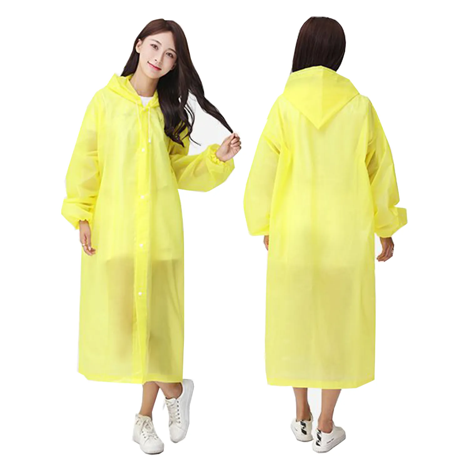 Reusable Rain Ponchos with Hood and Drawstring 4
