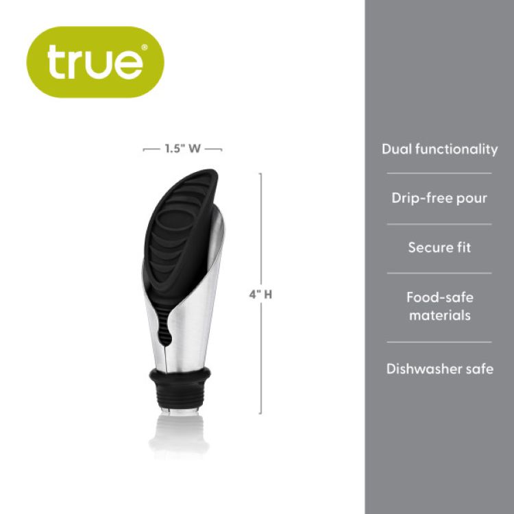 True® Duo Bottle Stopper And Pour Spout in Black 8