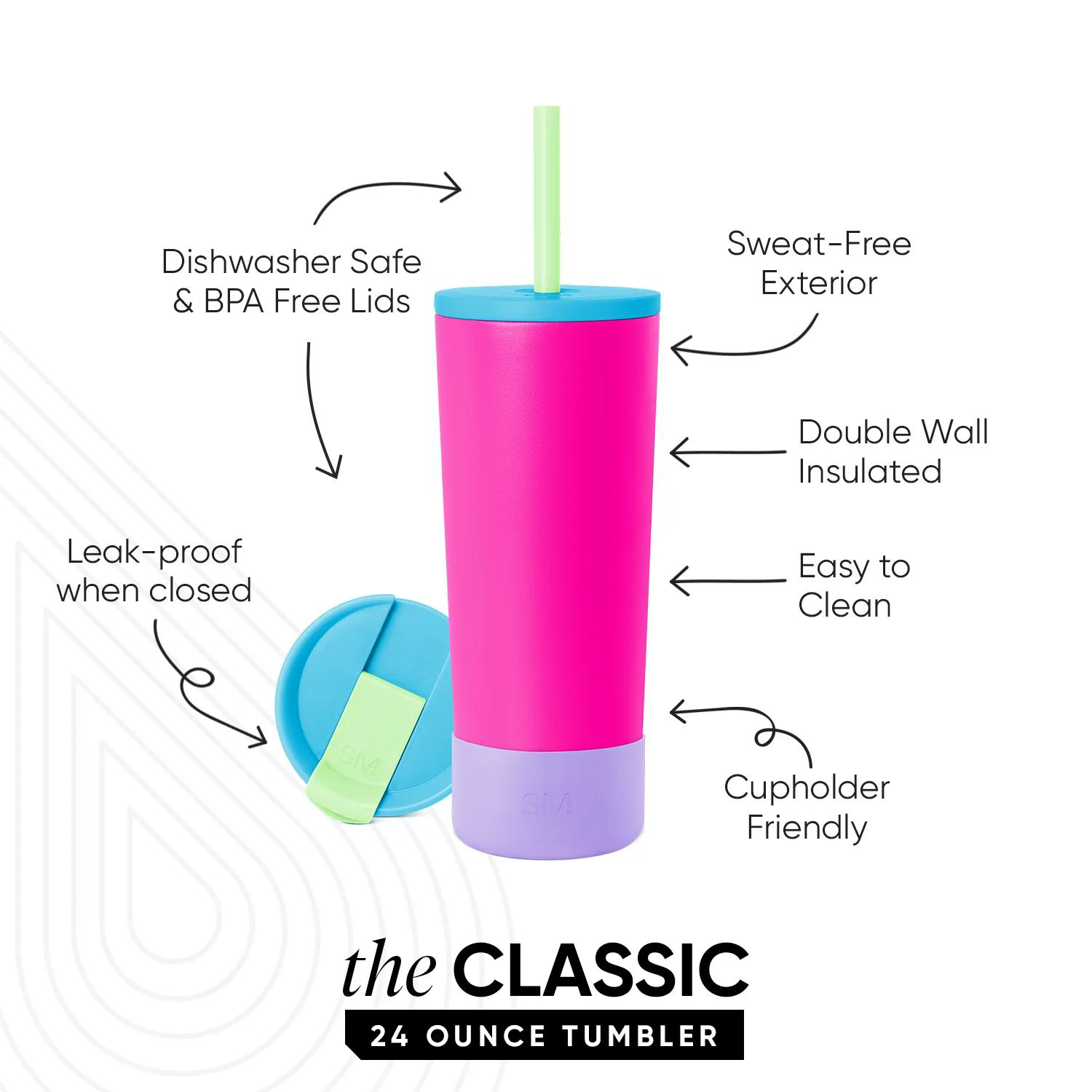 24 oz Simple Modern® Stainless Steel Double-Walled Insulated Classic Tumbler w/ Straw Lid 3