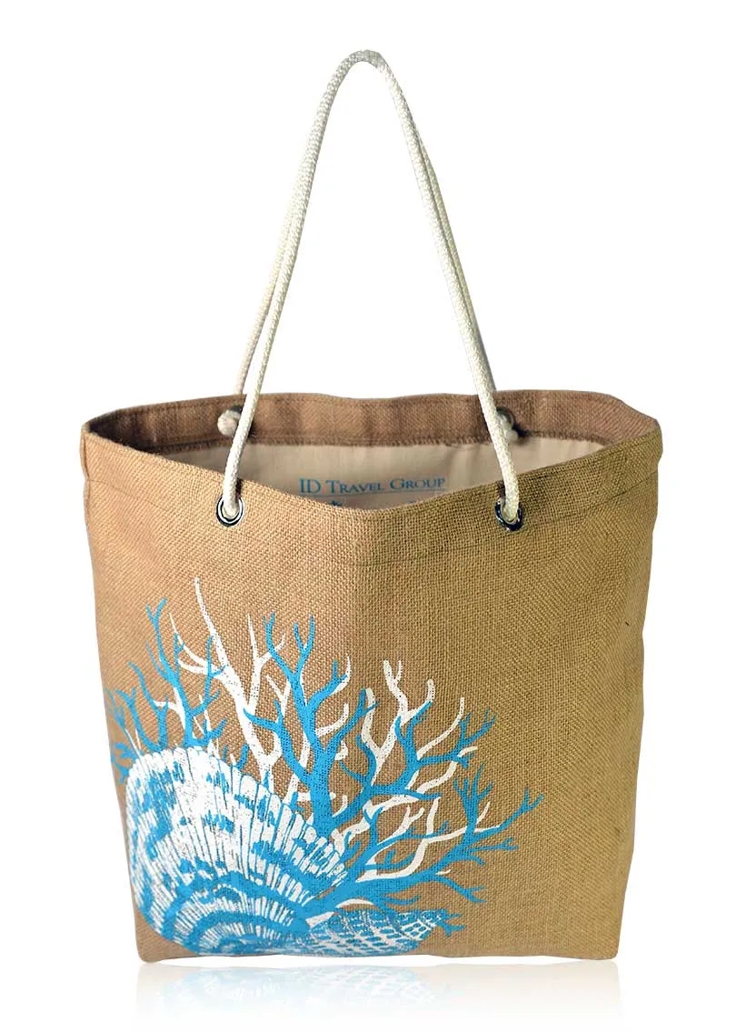 Burlap Screen Printed Open Tote 2