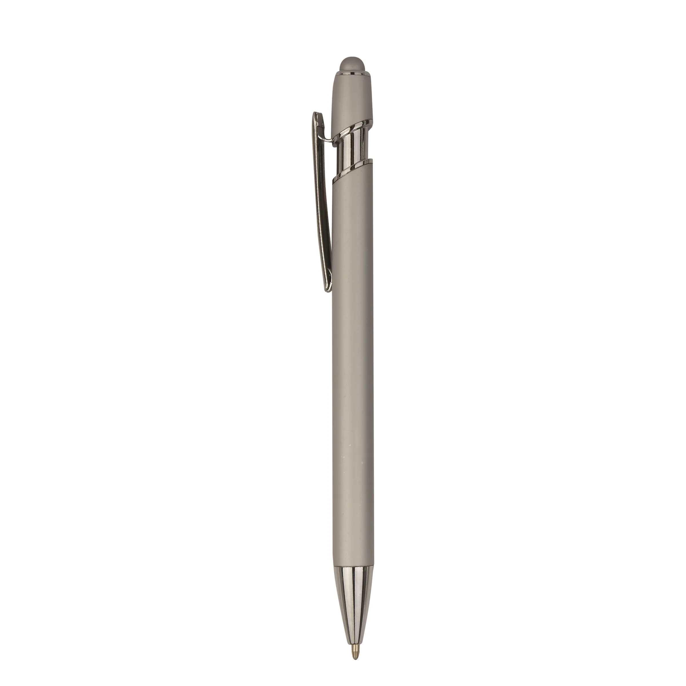 Soft Rubber Click Metal Ballpoint Pen w/ Stylus 9
